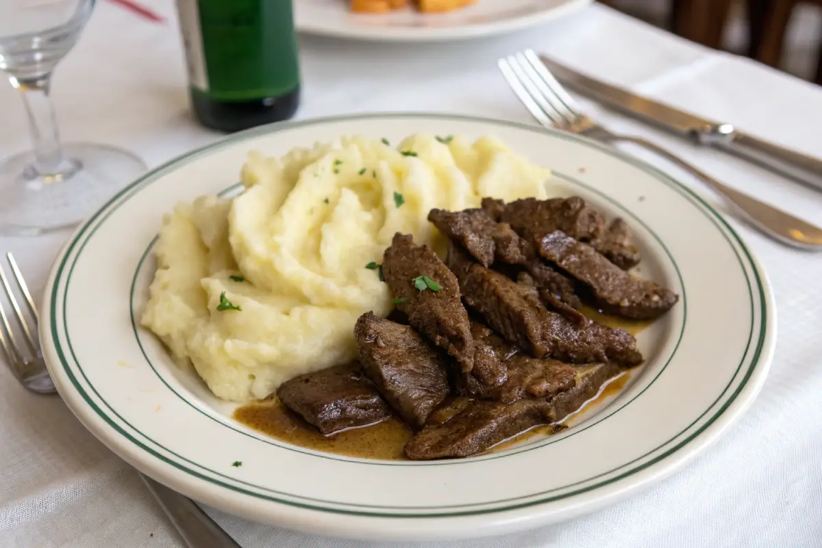 isca de fígado COM PURÊ DE BATATAS
