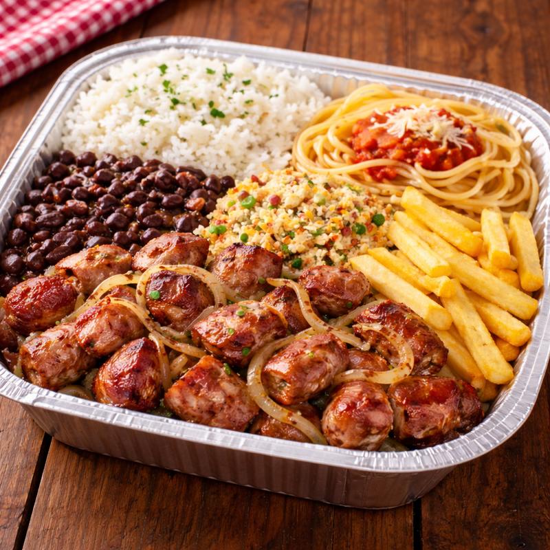 Linguiça mineira acebolada + fritas